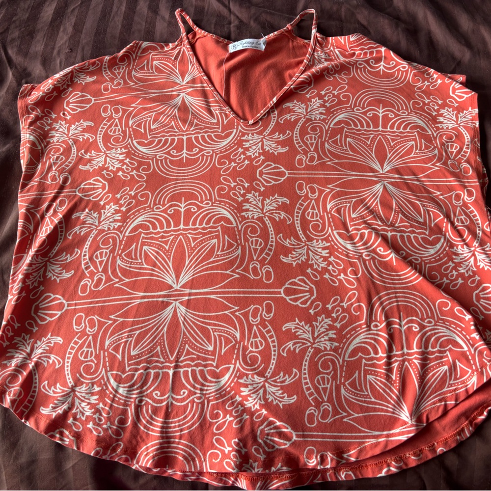 Fighting Eel Coral and White Swim Cover-Up